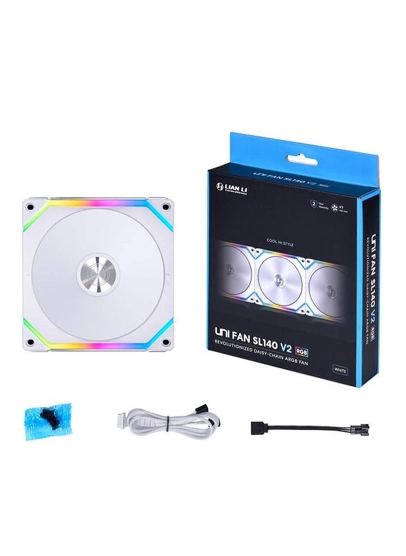 LIAN LI - Lian li UNI Fan SL140 V2 ARGB Case Fan , Single Pack, White | UF-SL140V2-1W - Image 1