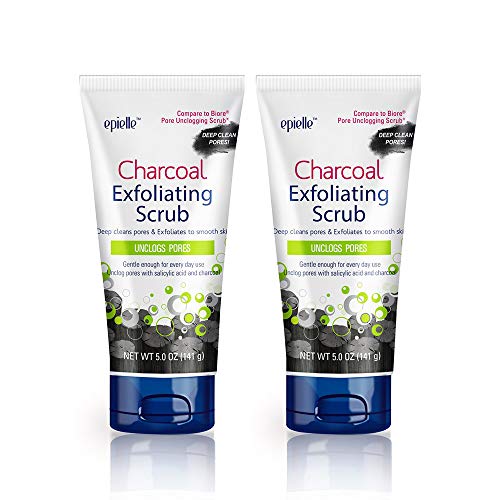 Epielle Charcoal Exfoliating Scrub (2pk) - Unclogs Pores - Deep cleans pores & Exfoliates to smooth skin - Image 1