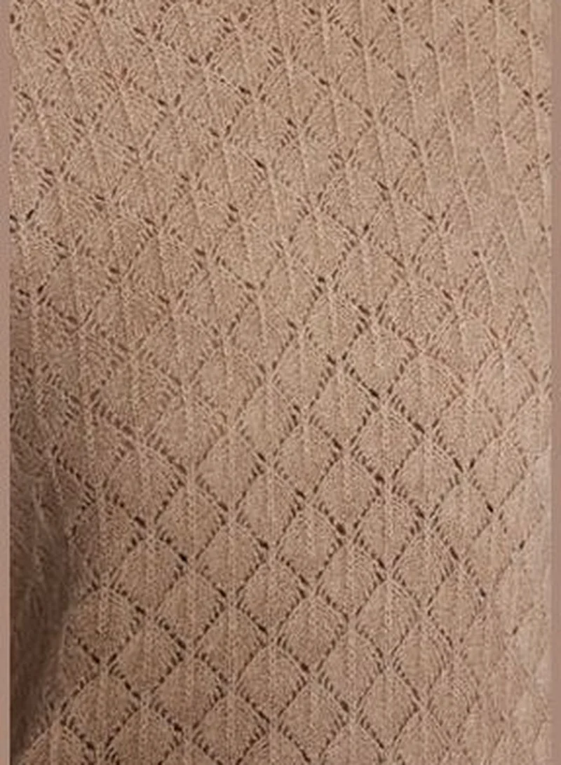 trendyol Mink Soft-textured Knitwear with Openwork/Perforations Sweater TWOAW24KZ00724