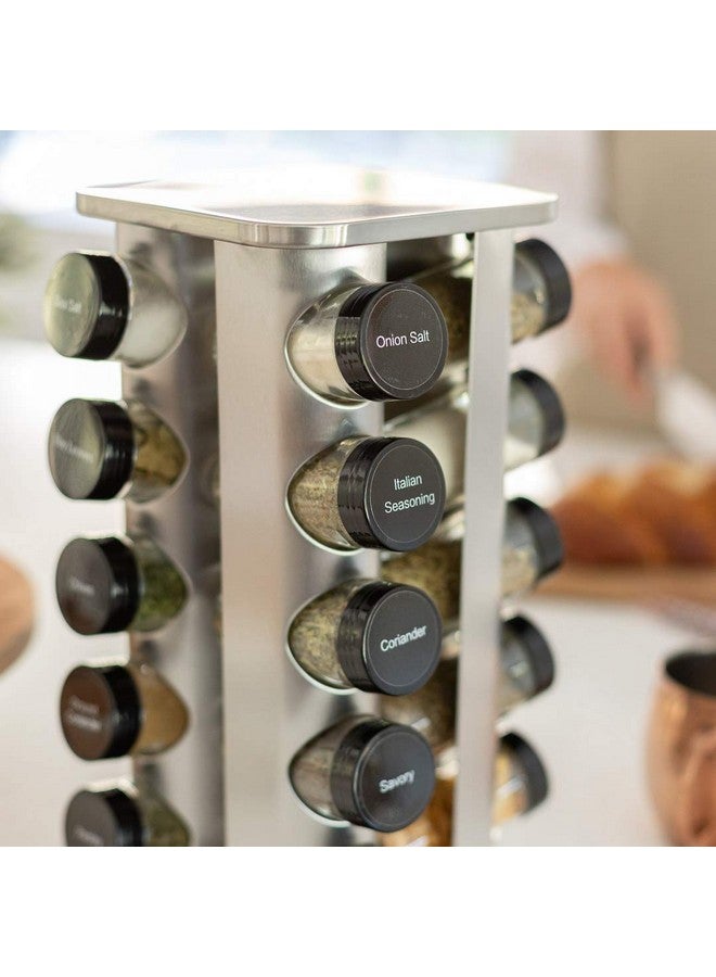 Orii Orii 20 Jar Spice Rack with Spices Included - Revolving Tower Organizer for Kitchen Spices and Seasonings, (Stainless Steel)  - Image 4