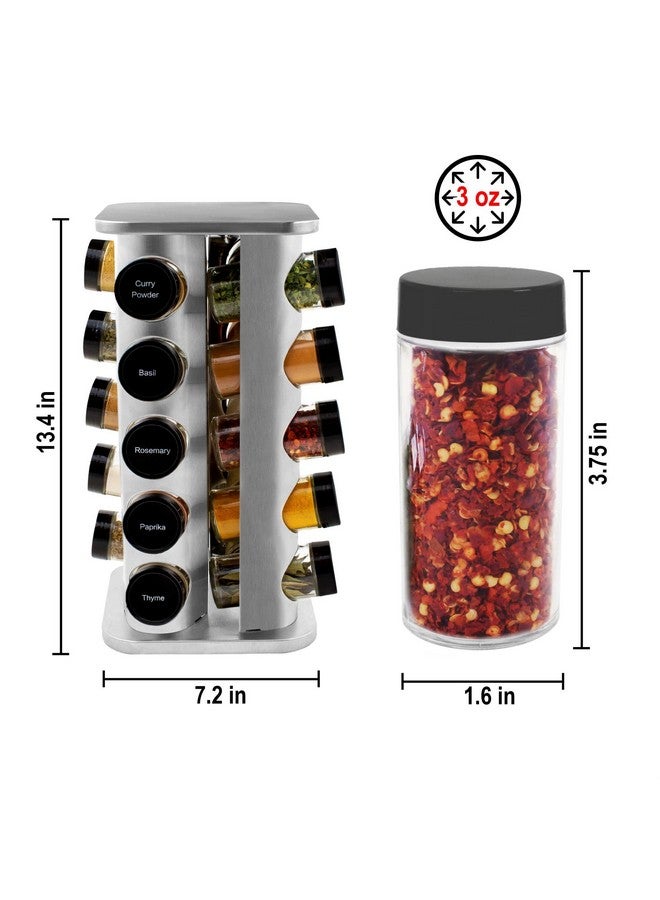 Orii Orii 20 Jar Spice Rack with Spices Included - Revolving Tower Organizer for Kitchen Spices and Seasonings, (Stainless Steel)  - Image 2