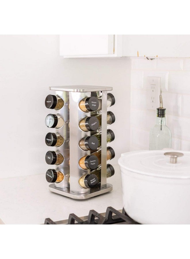 Orii Orii 20 Jar Spice Rack with Spices Included - Revolving Tower Organizer for Kitchen Spices and Seasonings, (Stainless Steel)  - Image 3