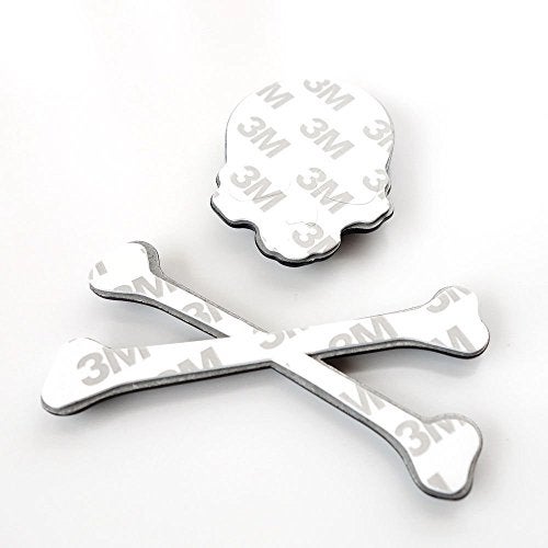 T Tocas Car Motorcycle Skull Crossbones Emblem Metal Decal 3D Sticker Bone Badge for Suzuki Kawasaki Harley Yamaha Honda (Silver) - Image 4