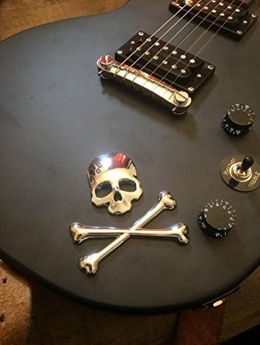 T Tocas Car Motorcycle Skull Crossbones Emblem Metal Decal 3D Sticker Bone Badge for Suzuki Kawasaki Harley Yamaha Honda (Silver) - Image 5