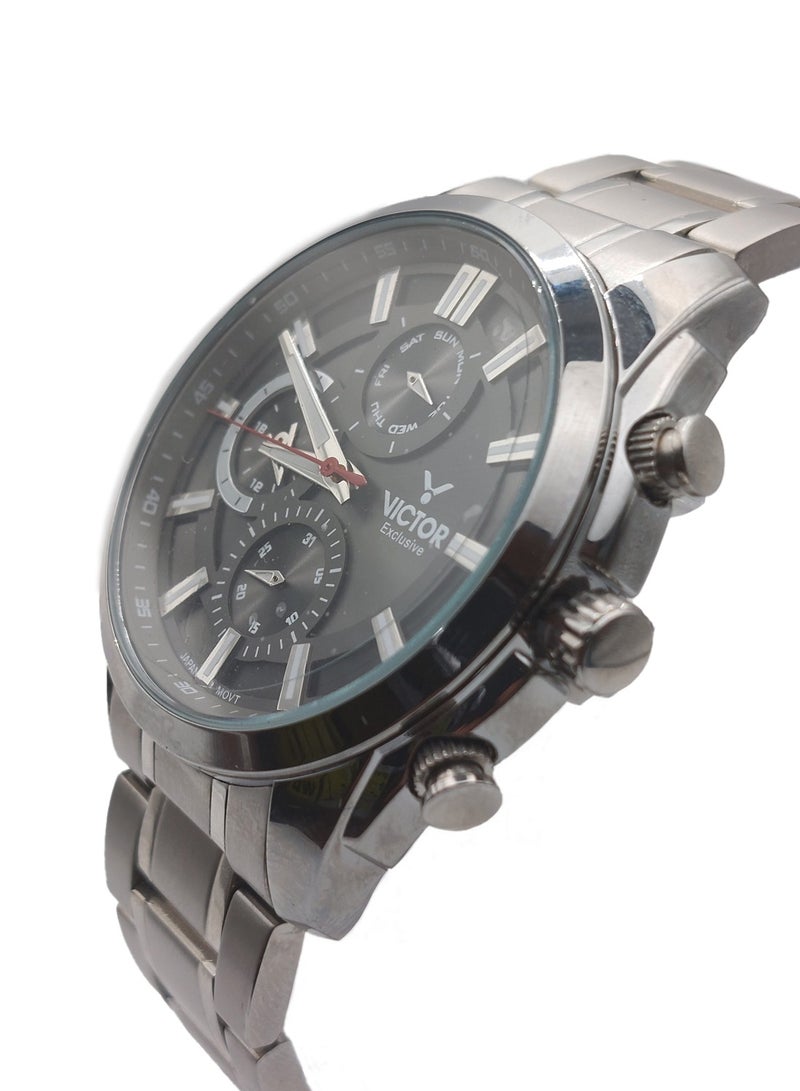 Victor ساعة يد للرجال بتقنية الكوارتز مع حزام من الفولاذ المقاوم للصدأ - V1440 - 42 مم - Image 3