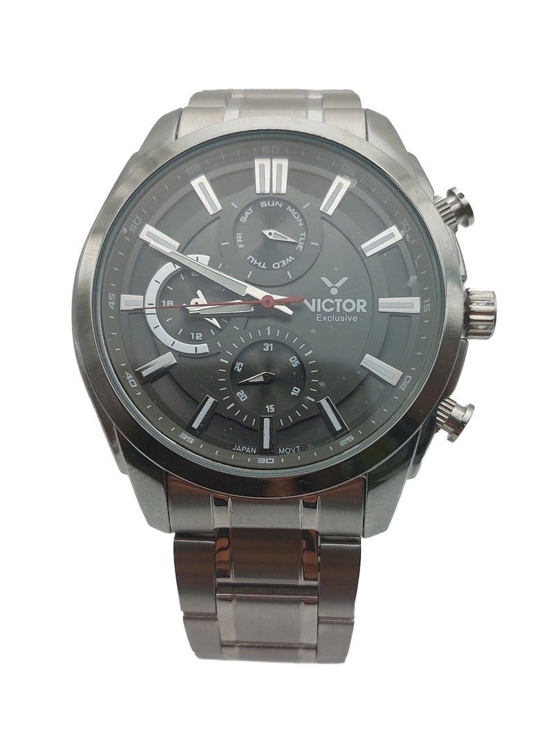 Victor ساعة يد للرجال بتقنية الكوارتز مع حزام من الفولاذ المقاوم للصدأ - V1440 - 42 مم - Image 2