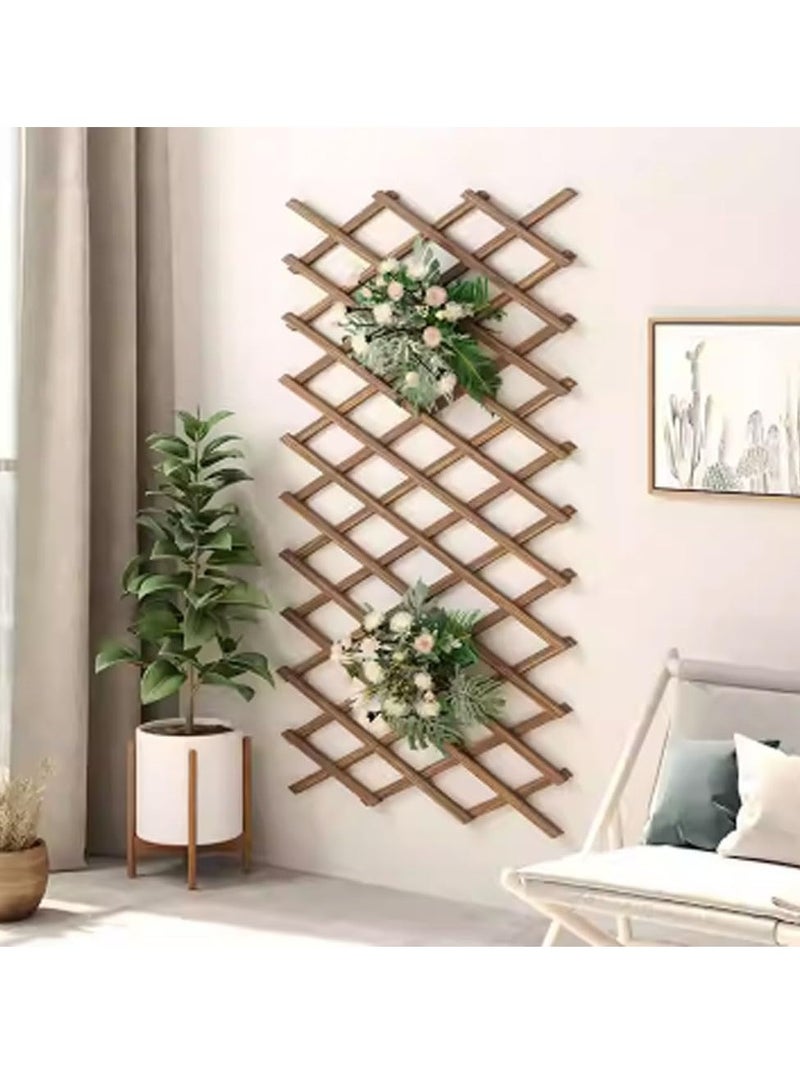 HOME TASTE Expendable Wooden Garden Fence Wooden Fence Portable For Garden Wooden Wicker Fence For Home Wall Hanging Wooden Fence For Wall Wooden Plant Trellis Frame Wooden Fence - Image 4