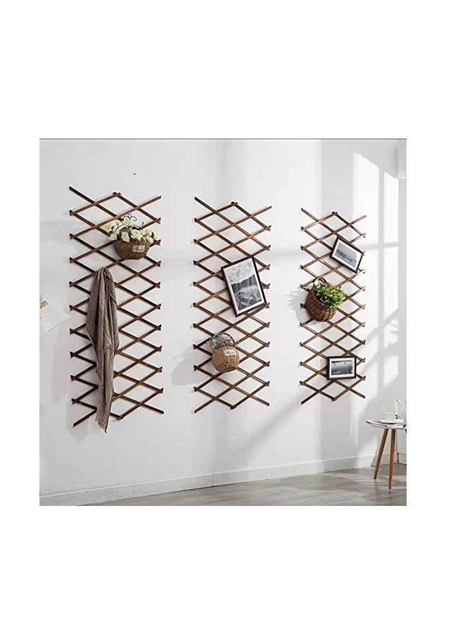 HOME TASTE Expendable Wooden Garden Fence Wooden Fence Portable For Garden Wooden Wicker Fence For Home Wall Hanging Wooden Fence For Wall Wooden Plant Trellis Frame Wooden Fence - Image 5