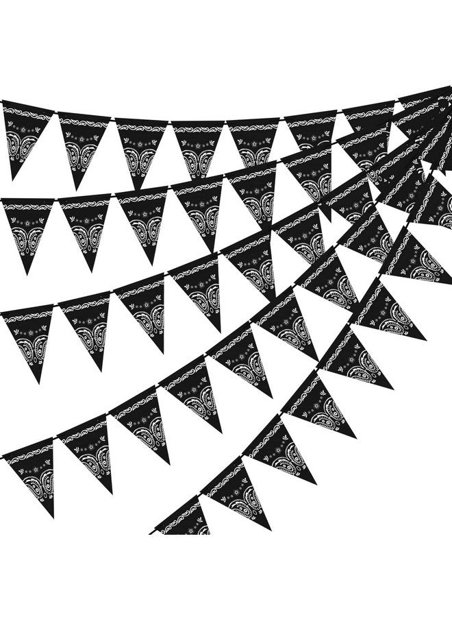 Glenmal 5 Pack Bandana Pennant Banner Black Bunting Flags Wild West Party Decorations For Birthday Western Cowboy Themed Party Supplies 7.4 X 10.8 Inch - Image 2