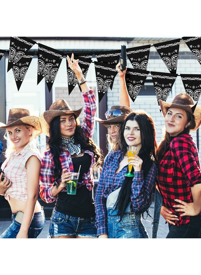 Glenmal 5 Pack Bandana Pennant Banner Black Bunting Flags Wild West Party Decorations For Birthday Western Cowboy Themed Party Supplies 7.4 X 10.8 Inch - Image 4