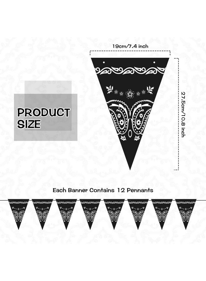 Glenmal 5 Pack Bandana Pennant Banner Black Bunting Flags Wild West Party Decorations For Birthday Western Cowboy Themed Party Supplies 7.4 X 10.8 Inch - Image 3