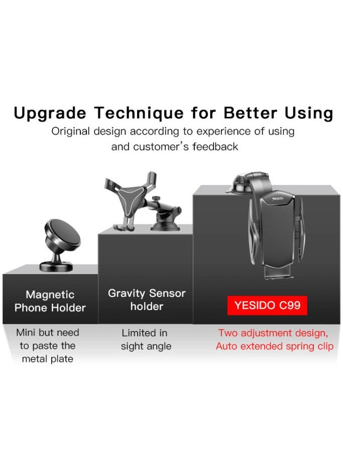 C99 Universal 360 Rotating Flexible Dashboard Truck Mobile Phone Holder For Car