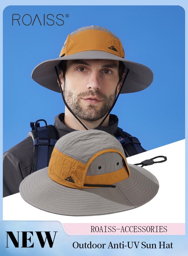 roaiss Men's Outdoor Anti-UV Sun Hat，UPF50+ Sun Protection Wide Brim Cap, Breathable Quick-drying Sunshade Climbing Hat Suitable for Summer Travel and Hiking - Image 1