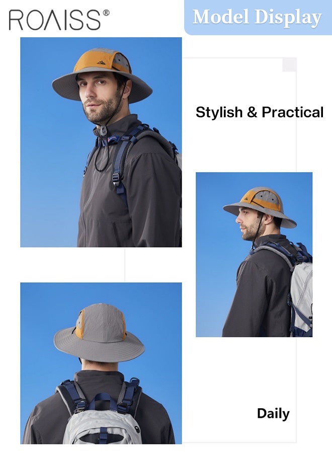 roaiss Men's Outdoor Anti-UV Sun Hat，UPF50+ Sun Protection Wide Brim Cap, Breathable Quick-drying Sunshade Climbing Hat Suitable for Summer Travel and Hiking - Image 2