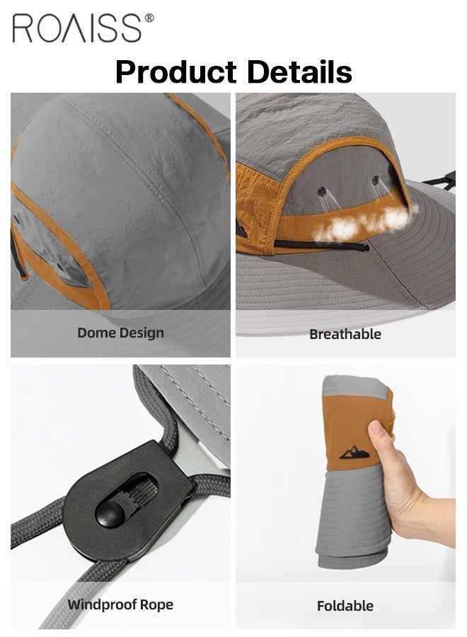 roaiss Men's Outdoor Anti-UV Sun Hat，UPF50+ Sun Protection Wide Brim Cap, Breathable Quick-drying Sunshade Climbing Hat Suitable for Summer Travel and Hiking - Image 4