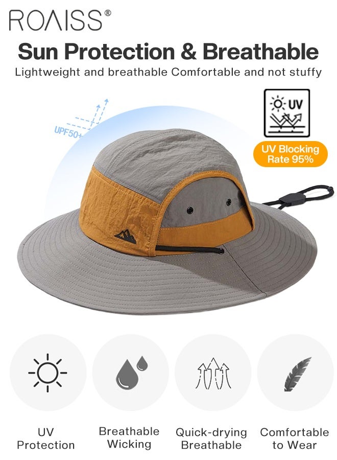 roaiss Men's Outdoor Anti-UV Sun Hat，UPF50+ Sun Protection Wide Brim Cap, Breathable Quick-drying Sunshade Climbing Hat Suitable for Summer Travel and Hiking - Image 5