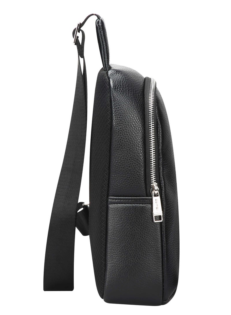 Bopai Premium Genuine Cow Leather Sling Bag Crossbody Shoulder Pack with Large Capacity Storage and Alloy Buckle Design for Business Travel Daily Use BO-SL901 Black - Image 5