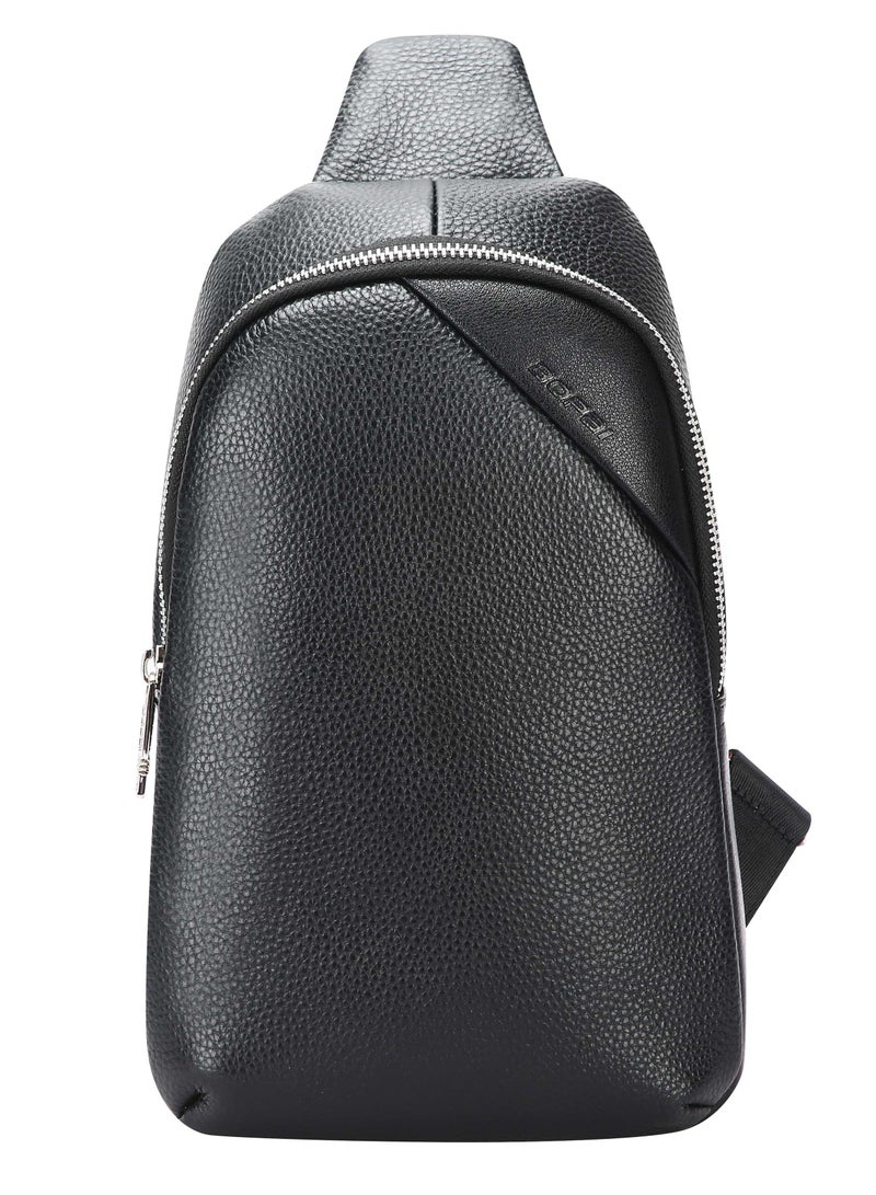 Bopai Premium Genuine Cow Leather Sling Bag Crossbody Shoulder Pack with Large Capacity Storage and Alloy Buckle Design for Business Travel Daily Use BO-SL901 Black - Image 3