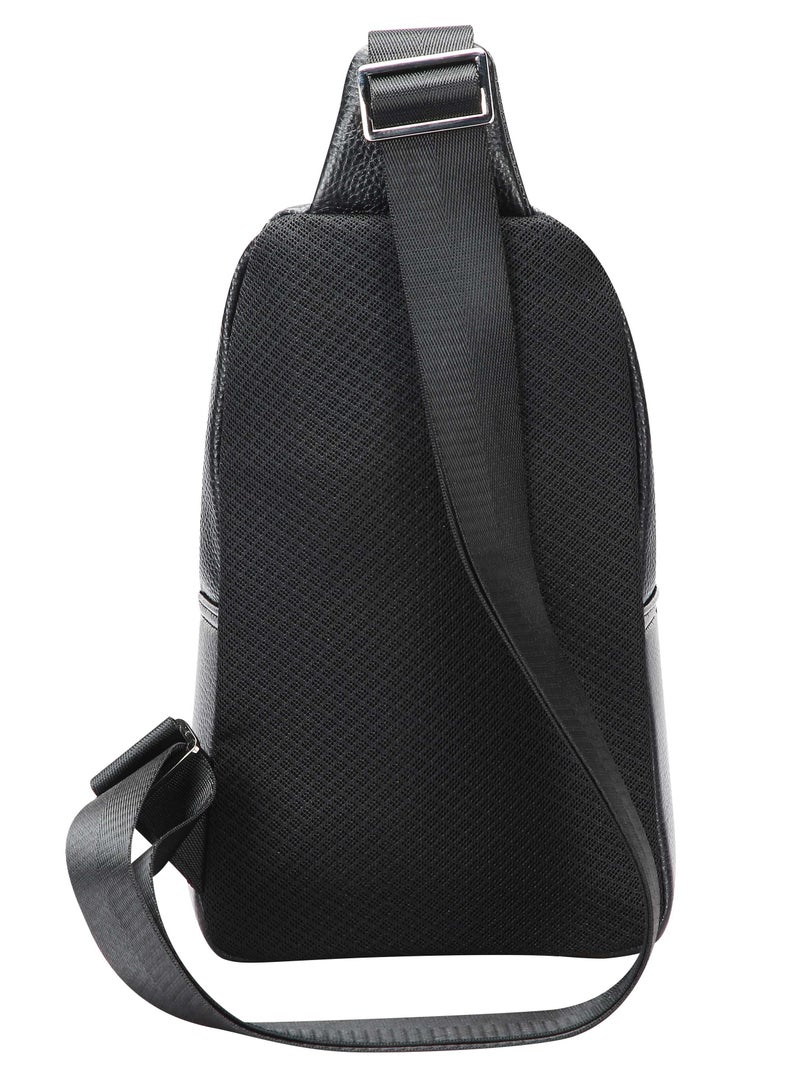 Bopai Premium Genuine Cow Leather Sling Bag Crossbody Shoulder Pack with Large Capacity Storage and Alloy Buckle Design for Business Travel Daily Use BO-SL901 Black - Image 4