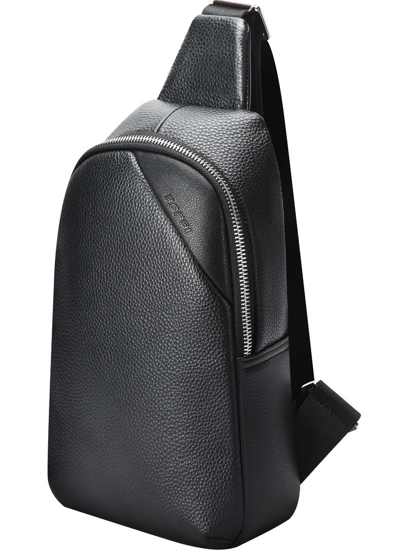 Bopai Unisex Premium Side Sling Bag Water Resistant Cow Hide Leather Crossbody Bag for Travel Office Business Casual, BO-SL901, Black - Image 1