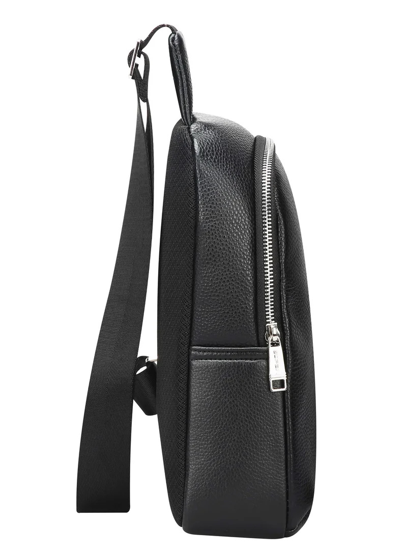 Bopai  Unisex Premium Side Sling Bag Water Resistant Cow Hide Leather Crossbody Bag for Travel Office Business Casual, BO-SL901, Black  | Best Price UAE