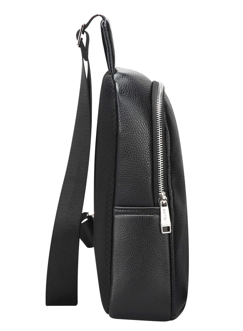 Bopai Unisex Premium Side Sling Bag Water Resistant Cow Hide Leather Crossbody Bag for Travel Office Business Casual, BO-SL901, Black - Image 5