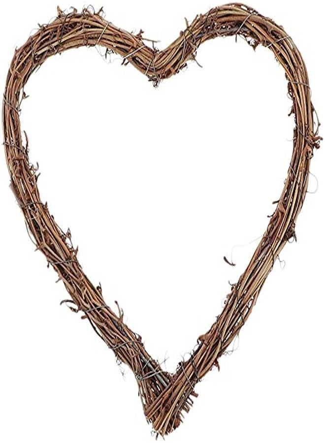 koTTIYA Natural Rattan Grapevine Wreath Vine Wreath Garland Rattan Wood Wreath Heart Shape Flower Garland for Party Hanging Decoration 25cm - Image 1