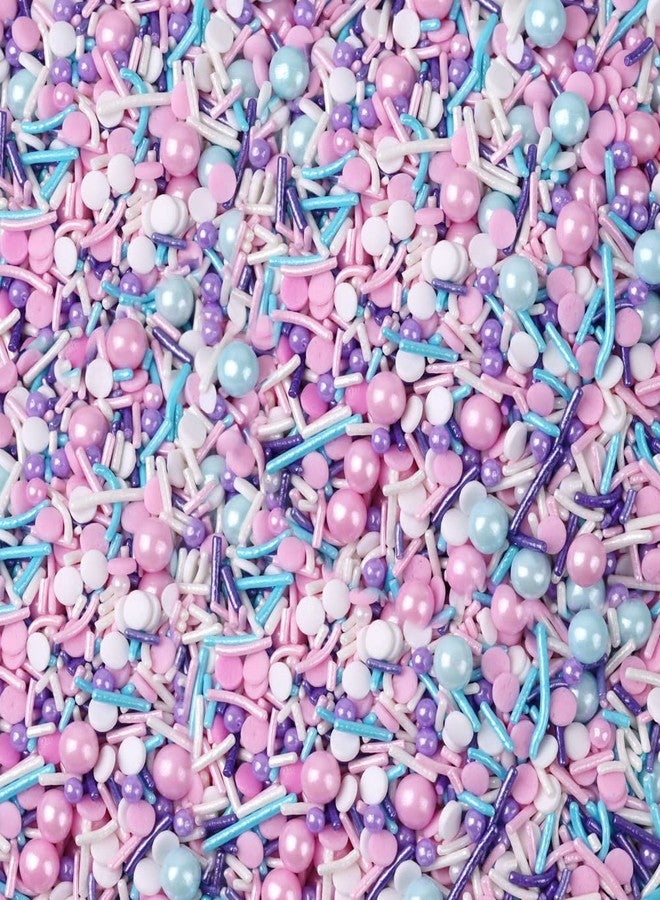 LEBERY 8.4 Oz Pastel Sprinkles, White Pink Purple Blue Sprinkles, Edible Cake Cupcake Sprinkle Edible Cake Pearls for Cake Decorating Mermaid Sprinkle Jimmies Mix for Baking Cookie Decoration - Image 1