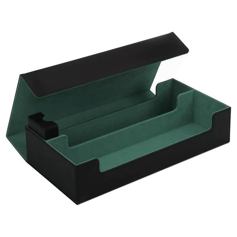 Scimi Card Case Holds 800+ Sleeved Cards - MTG, Uno, YuGiOh & More - TCG Deck Box with Strong Magnet Closure (Black/Green) - Image 4