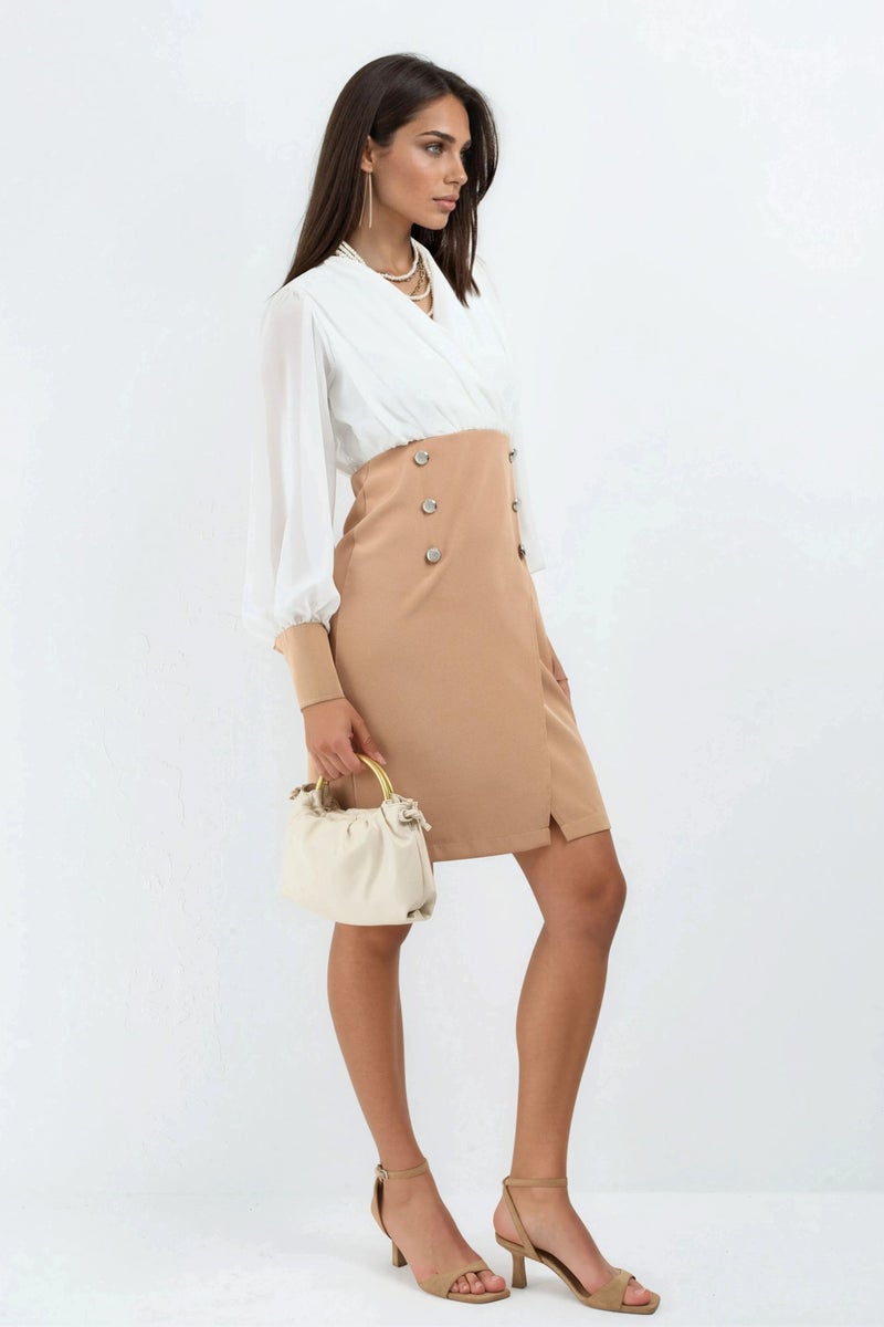 Jennyfer V-neck Color Blocked Mini Dress - Image 4