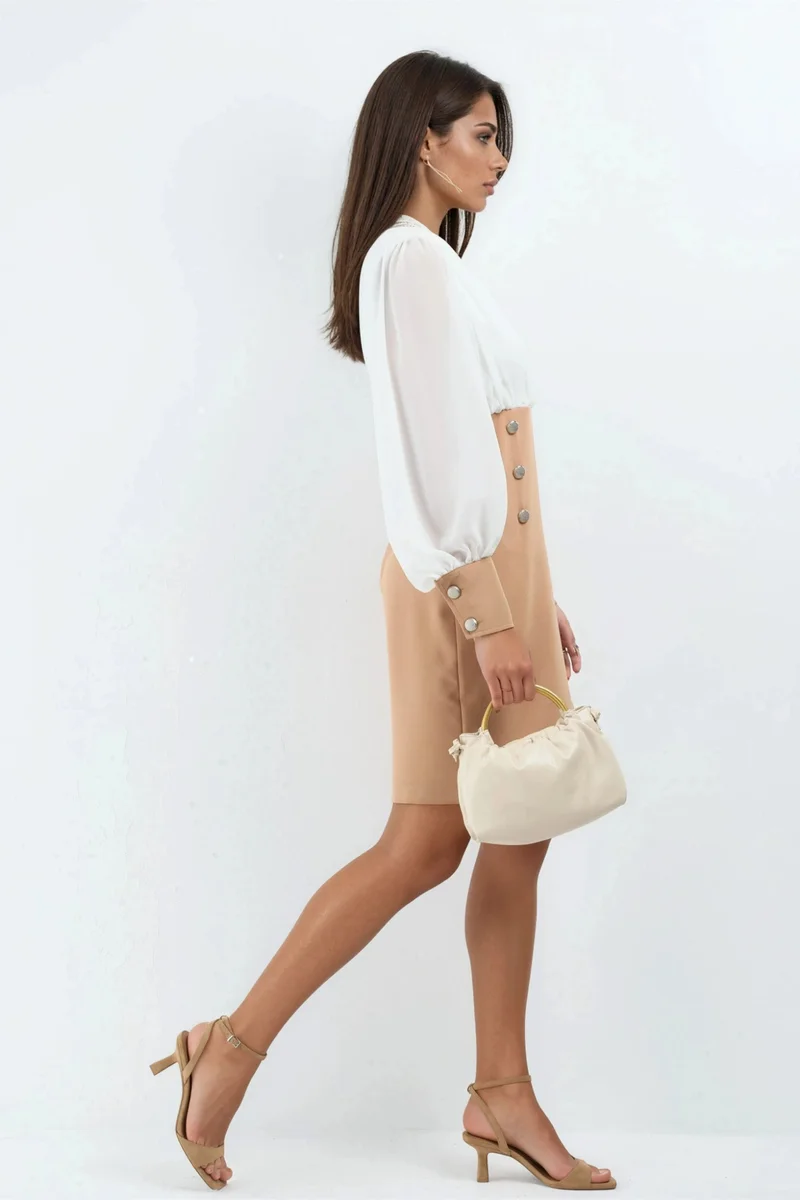 جينيفر V-neck Color Blocked Mini Dress