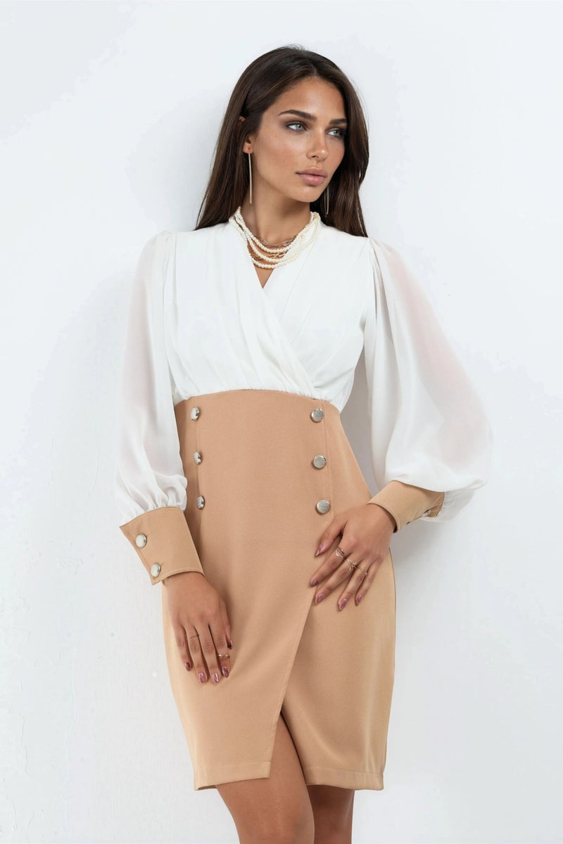 Jennyfer V-neck Color Blocked Mini Dress - Image 1