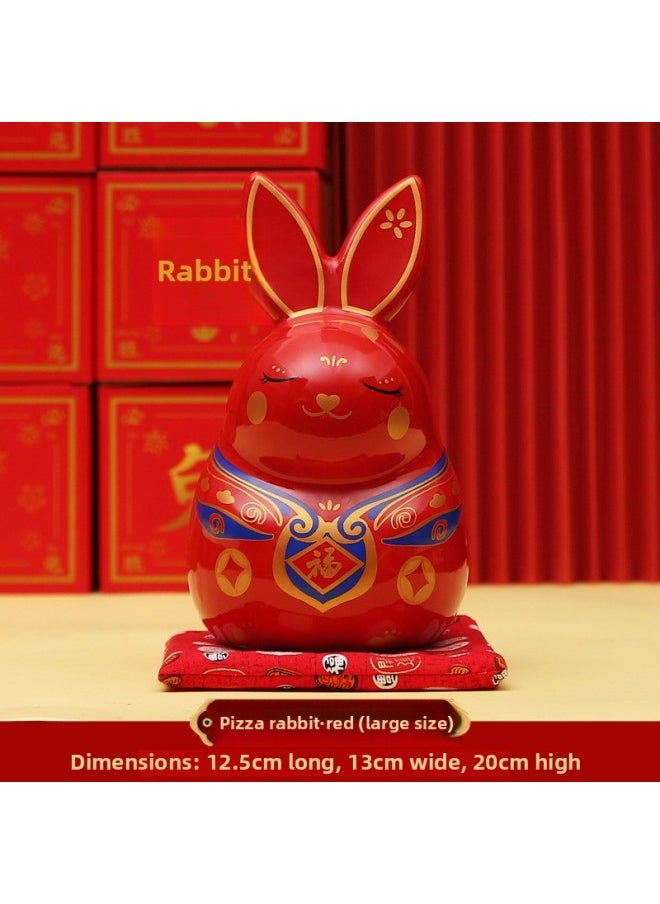Generic Dragon Fortune Creative National Tide Dragon Decoration Dragon Year Mascot Year Hand-made Decoration Gift Doll Gift-Color:Large Red Winning Rabbit  - Image 1