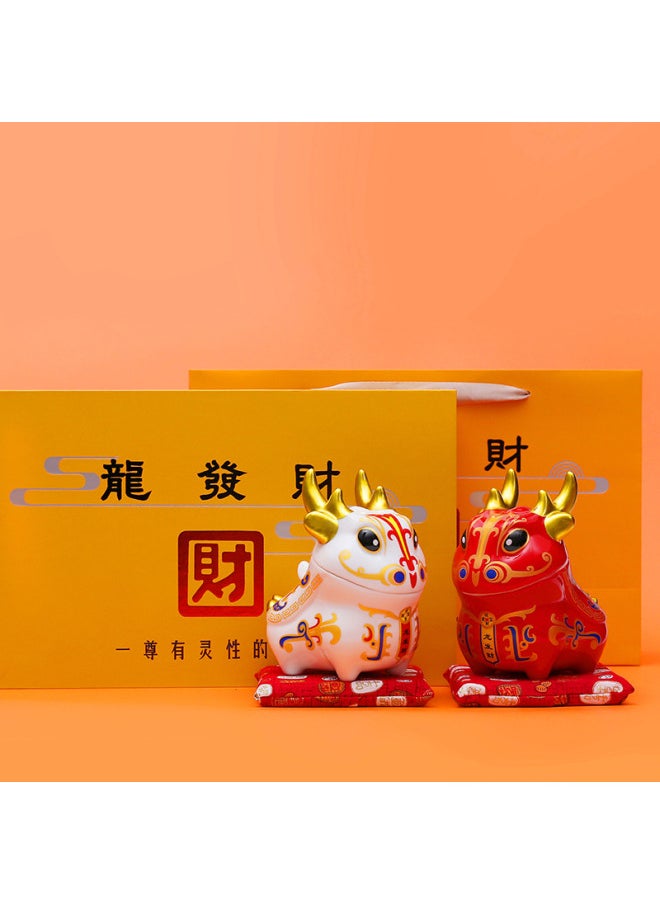Generic Dragon Fortune Creative National Tide Dragon Decoration Dragon Year Mascot Year Hand-made Decoration Gift Doll Gift-Color:Large Red Winning Rabbit  - Image 5