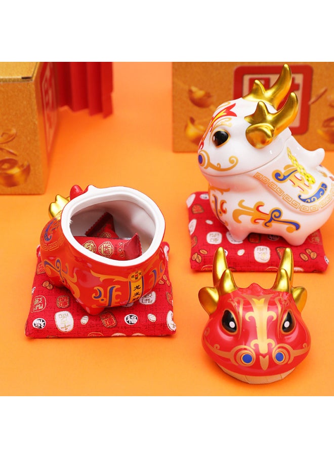 Generic Dragon Fortune Creative National Tide Dragon Decoration Dragon Year Mascot Year Hand-made Decoration Gift Doll Gift-Color:Large Red Winning Rabbit  - Image 4