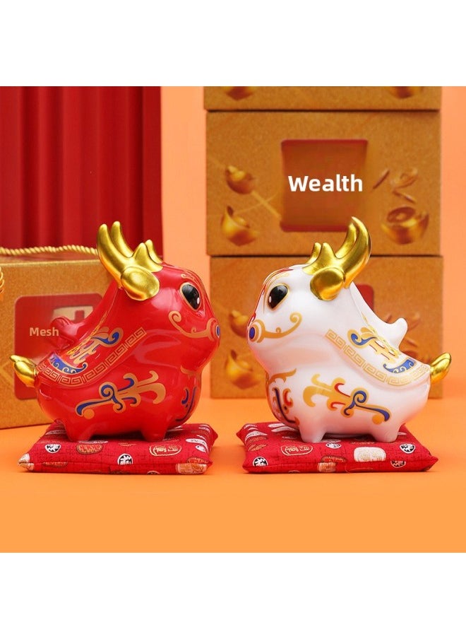 Generic Dragon Fortune Creative National Tide Dragon Decoration Dragon Year Mascot Year Hand-made Decoration Gift Doll Gift-Color:Large Red Winning Rabbit  - Image 3