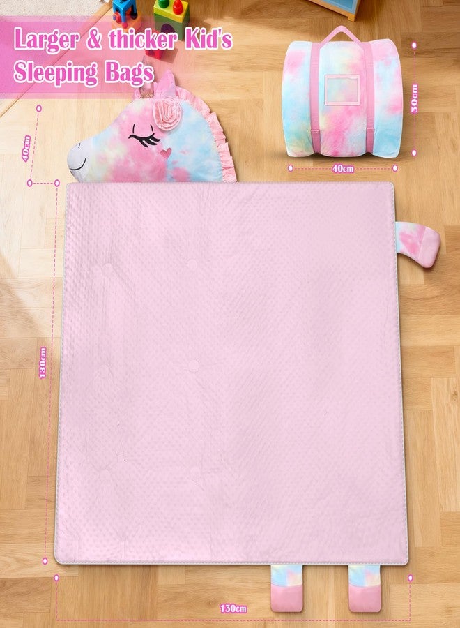 alldomess Toddler Nap Mat,Unicorn Kids Sleeping Bag 67‘’×27‘’,Extra Large Slumber Bag Thick with Removable Pillow for Girls Boys,Soft Plush Roll Up Sleeping Mat Lightweight for Preschool,Daycare,Travel,Pink - Image 2