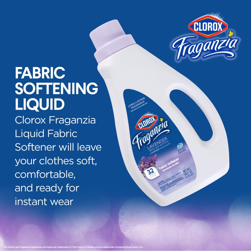 Clorox Fraganzia Liquid Fabric Softener, Lavender with Eucalyptus Scent 40oz | Laundry Softener | Laundry Wrinkle Reducer and Static Reducer | Lavender with Eucalyptus Laundry Softener - Image 3