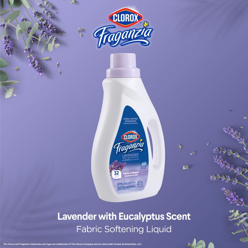 Clorox Fraganzia Liquid Fabric Softener, Lavender with Eucalyptus Scent 40oz | Laundry Softener | Laundry Wrinkle Reducer and Static Reducer | Lavender with Eucalyptus Laundry Softener - Image 2