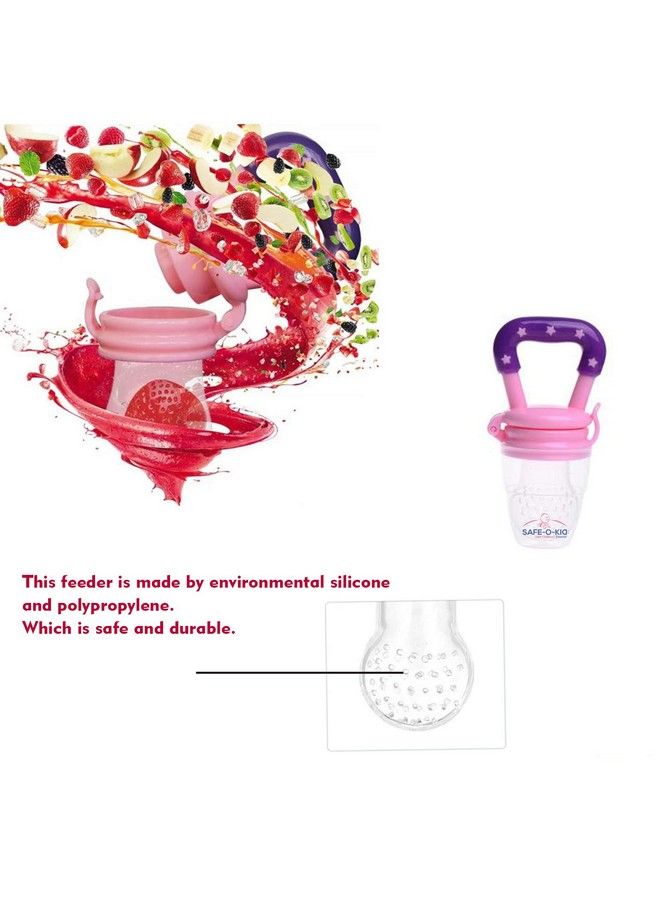 Safe-O-Kid Pack Of 1 Bpa Free Silicone Food;Fruit Nibbler Soft Pacifier;Feeder For Babypink - Image 5