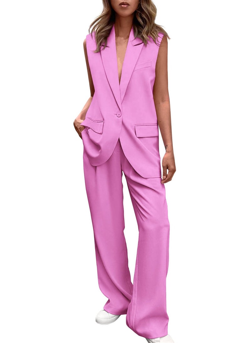 Shougu New Fashion Sleeveless Small Suit Straight Pants Set  - Image 1