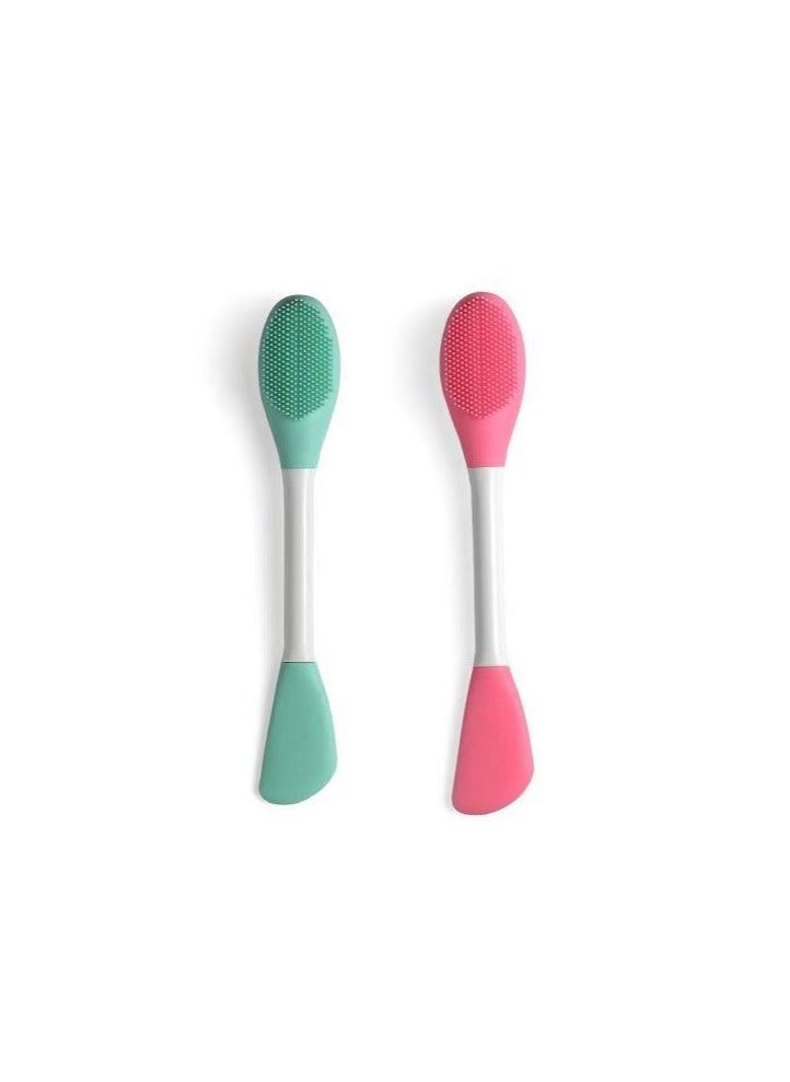 Silicone Face Mask Applicator, 2 in 1 Double-Sided Facial Scrubber Brush Tool, Double-Head Manual Cleansing Brush for Deep Gentle Exfoliating 1PCS (random color)