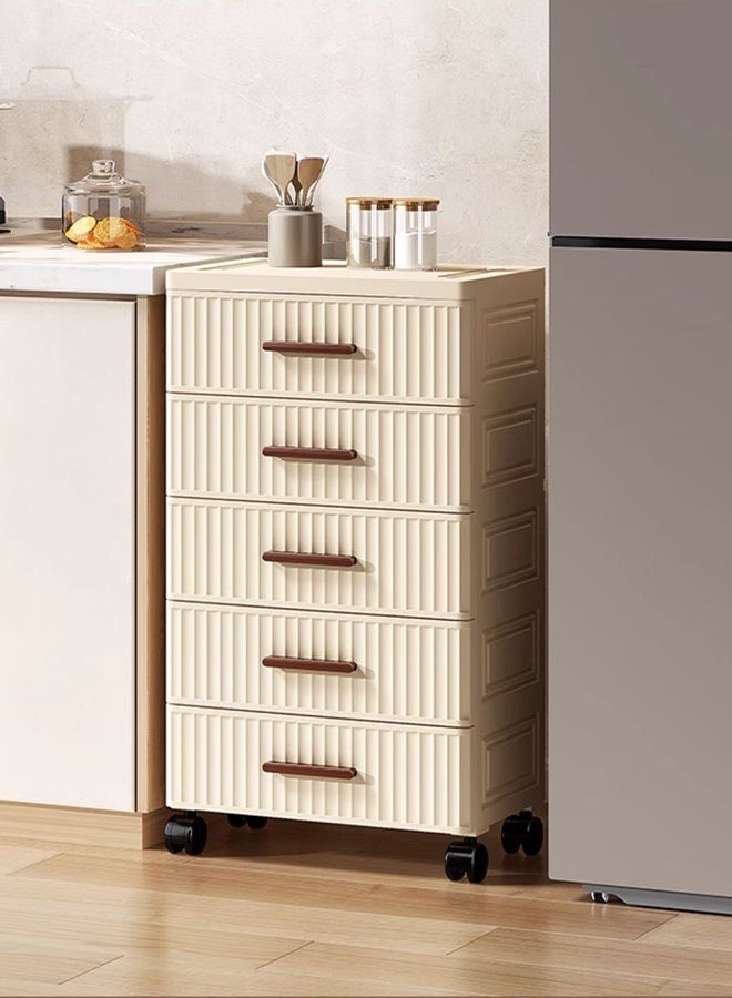 DUNISO 5-Layer  Storage Cabinet  with 360 ° Omnidirectional Wheels Handle，Storage Drawer Cart , Space Saving Dresser Storage Tower,Multifunctional Drawer Plastic Wardrobe，Storage Drawer Units   for Toys, Snacks, Books - Image 5