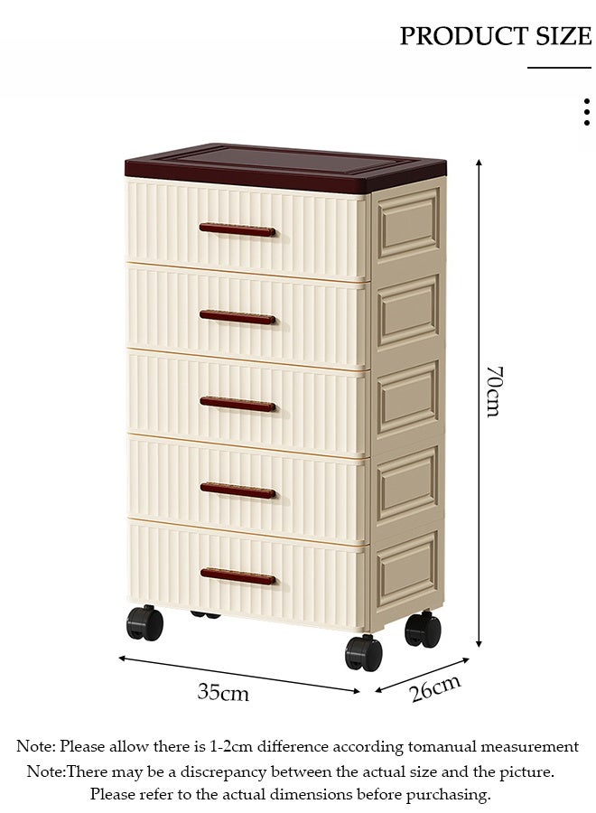 DUNISO 5-Layer  Storage Cabinet  with 360 ° Omnidirectional Wheels Handle，Storage Drawer Cart , Space Saving Dresser Storage Tower,Multifunctional Drawer Plastic Wardrobe，Storage Drawer Units   for Toys, Snacks, Books - Image 2