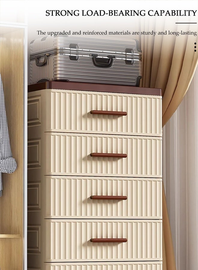 DUNISO 5-Layer  Storage Cabinet  with 360 ° Omnidirectional Wheels Handle，Storage Drawer Cart , Space Saving Dresser Storage Tower,Multifunctional Drawer Plastic Wardrobe，Storage Drawer Units   for Toys, Snacks, Books - Image 3