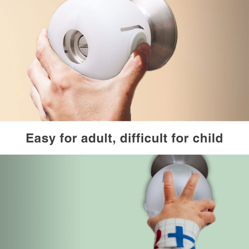 Moonybaby Door Knob Safety Cover for Kids, 4 Pack Babyproof Locks, Child and Toddler Safety Locks, White - Image 3