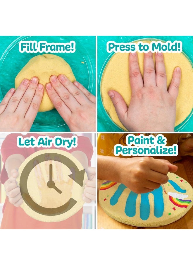 made by me - ! Sand Dough Sculpt & Paint Creations! Mold Your Own Hand Print Stone, Diy 7-Inch Handprint Stone Kit, Mess-Free Stepping Stones, Staycation Activity, Keepsake Gift For Kids Ages 4+ - Image 1