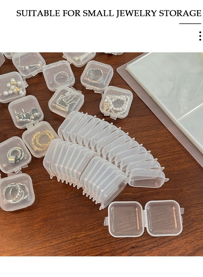 DUNISO 50 PCS Mini Clear Plastic Jewelry Boxes ,Square Small Beads Storage Containers with Hinged Lid ,Earplugs Storage Box,Earring Organizers Box for Collecting Small Items, Beads, Jewelry( 3.5*3.5*2cm) - Image 4