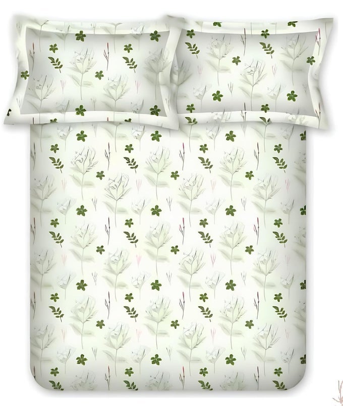 KING SIZE BEDSHEET COTTON 180 TC PREMIUM COTTON EXPERIENCE PREMIUM VINTAGE COLLECTION WITH 2 PILLOW COVERS VK01 GREEN