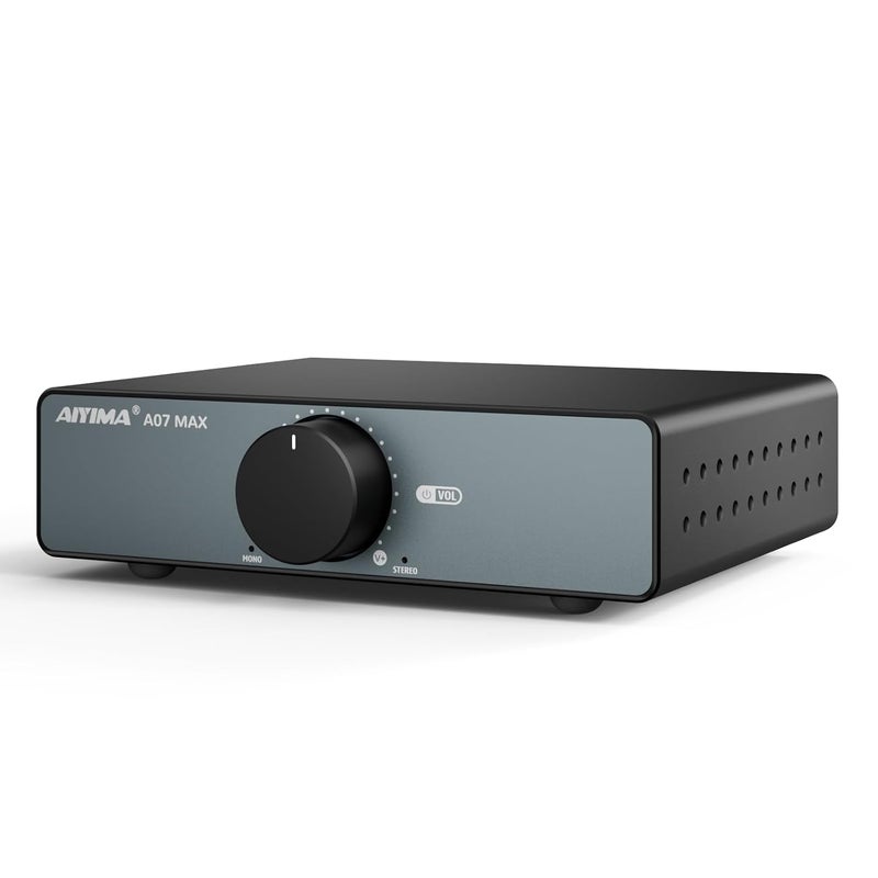مضخم AIYIMA A07 MAX 2 قنوات عالي الدقة، مضخم طاقة من الفئة D مصغر TPA3255 بقدرة 300 واط × 2، مضخم مكتبي ستيريو أحادي قابل للتوصيل الجسري بقدرة 600 واط مع مخرج 3.5 مم، مضخم متكامل - Image 1